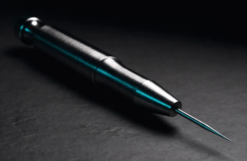 Choi implanter pen instrument photographed in macro